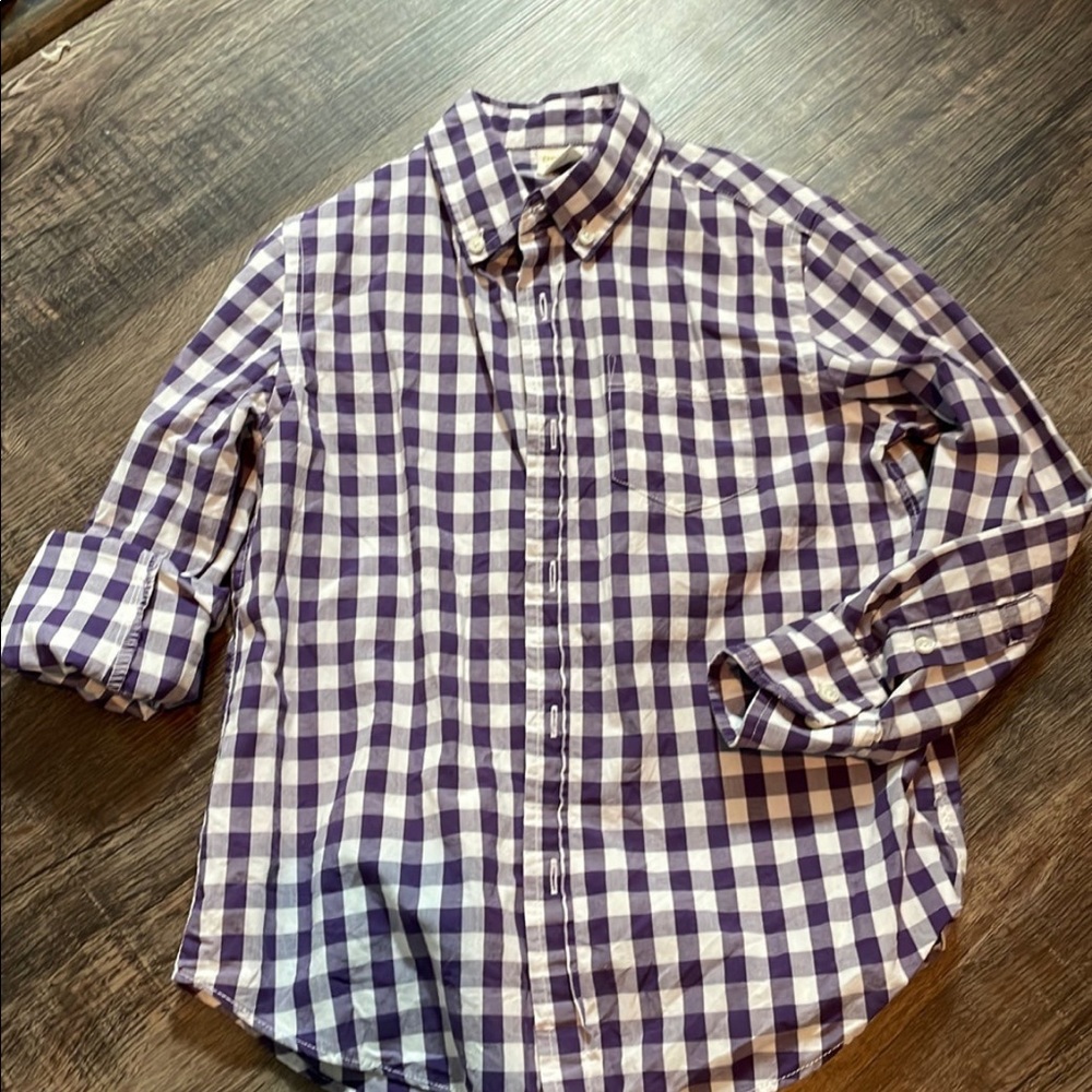 Boys purple and white gingham button down
